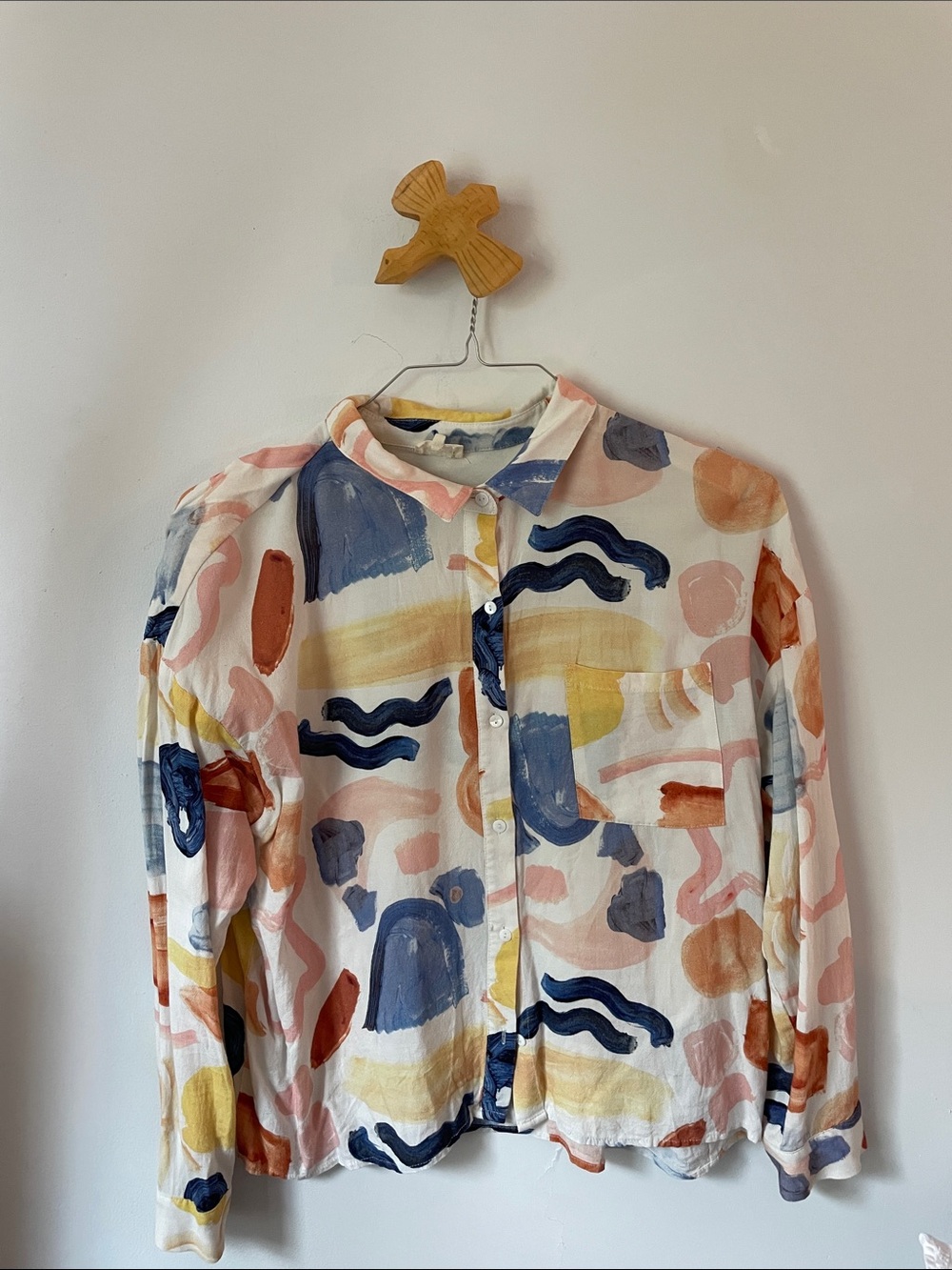 Abstract Watercolor Button-Up Shirt in Multicolor